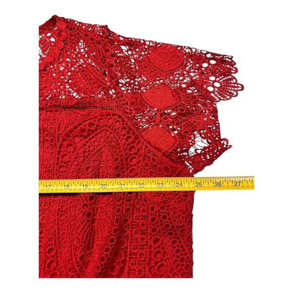 LANE BRYANT  Red Crocheted Lace Scalloped Peplum Blouse—SZ. 22 - Picture 7 of 9